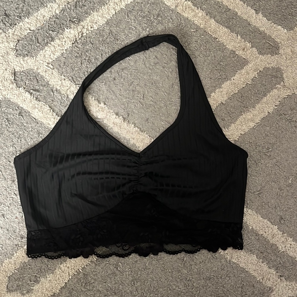 Black rubber halter top